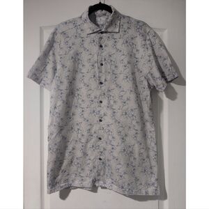 Emanuel Berg | Modern Fit Short Sleeve Shirt In Grey/Blue Floral